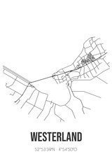 Abstract street map of Westerland located in Noord-Holland municipality of Hollands Kroon. City map with lines
