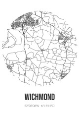 Abstract street map of Wichmond located in Gelderland municipality of Bronckhorst. City map with lines