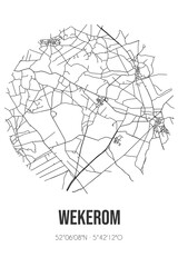 Abstract street map of Wekerom located in Gelderland municipality of Ede. City map with lines