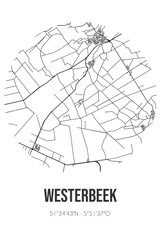 Abstract street map of Westerbeek located in Noord-Brabant municipality of Sint Anthonis. City map with lines