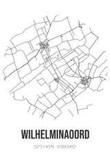 Abstract street map of Wilhelminaoord located in Drenthe municipality of Westerveld. City map with lines