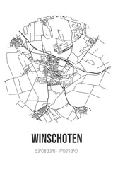 Abstract street map of Winschoten located in Groningen municipality of Oldambt. City map with lines