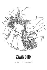 Abstract street map of Zaandijk located in Noord-Holland municipality of Zaanstad. City map with lines