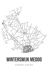 Abstract street map of Winterswijk Meddo located in Gelderland municipality of Winterswijk. City map with lines