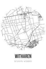 Abstract street map of Witharen located in Overijssel municipality of Ommen. City map with lines