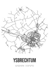 Abstract street map of Ysbrechtum located in Fryslan municipality of Sudwest-Fryslan. City map with lines