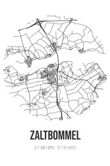 Abstract street map of Zaltbommel located in Gelderland municipality of Zaltbommel. City map with lines
