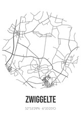 Fototapeta premium Abstract street map of Zwiggelte located in Drenthe municipality of Midden-Drenthe. City map with lines