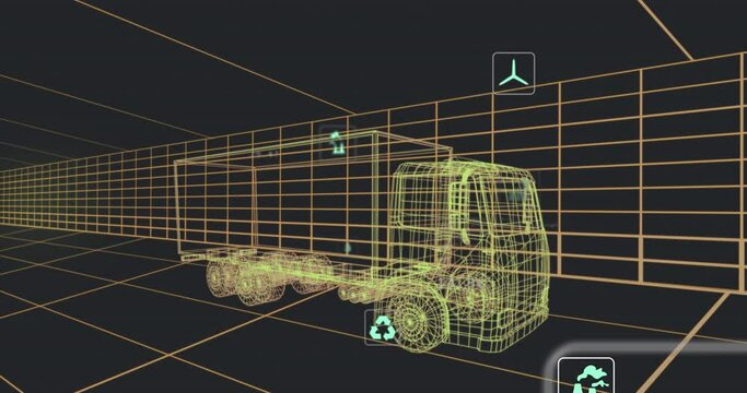 Animation of car animation over car animation spinning over car model