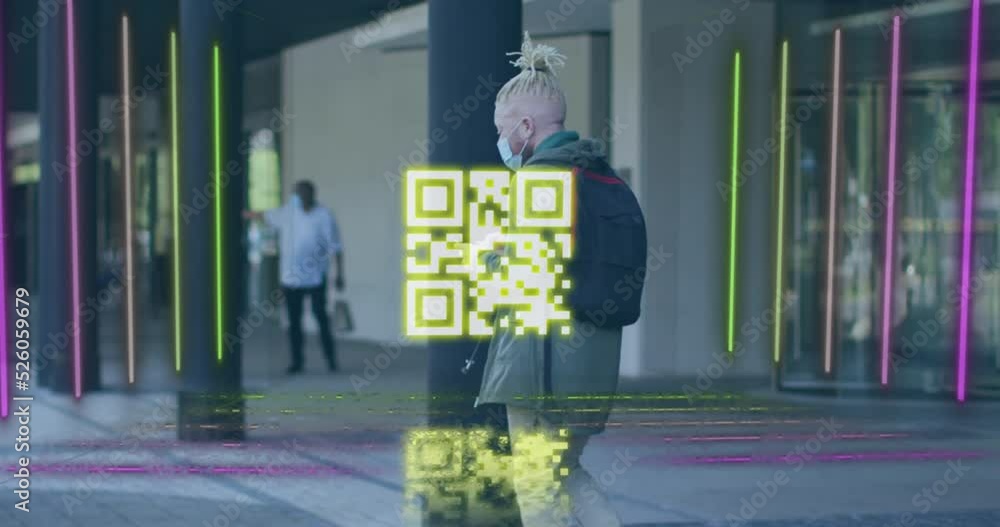 Poster composition of data processing over colleagues working in office with pink background