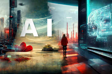 photo bashing of three AI midjourney generated images, my own creative composition of three images.