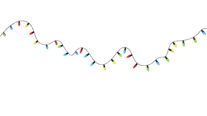 Electric  Wires  Christmas garland lamp on a transparent background 3d render