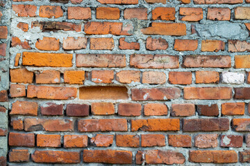 Part of red brick wall texture grunge background