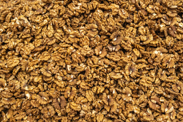 Walnut kernels. Food background. Raw vegan diet.