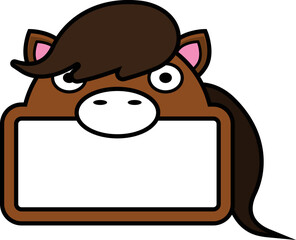 cute horse animal board vector illustration design