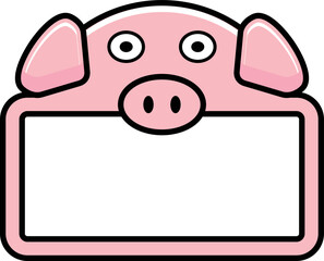 cute pig animal board vector illustration design