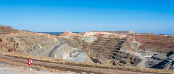 Riotinto mines in Huelva, Spain, open pit mining exploitation in an area of concentration of...