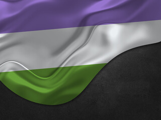 The Genderqueer flag (LGBTQ+) isolated on a white background. Top view. Flat lay. Space for text. Love concept. 