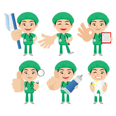 Dentist character and dental care concept