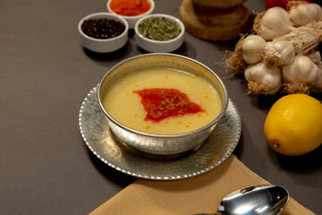Turkish cuisine lentil soup with butter