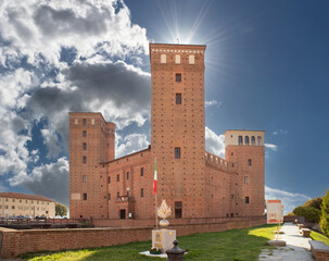 Fossano, Cuneo, Italy - August 25, 2022: The castle of the Princes of Acaja (XIV century) in piazza...