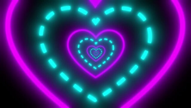 Heart Neon tunnel loop video background 