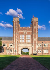 Fototapeta premium St. Louis, Missouri - 08.22.2021 - Brookings Hall on the Danforth Campus of Washington University in St. Louis.