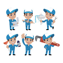 Plumber character with different poses