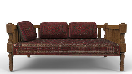 red arabian sofa on white background
