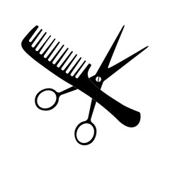 Scissors and hairbrush graphic icon