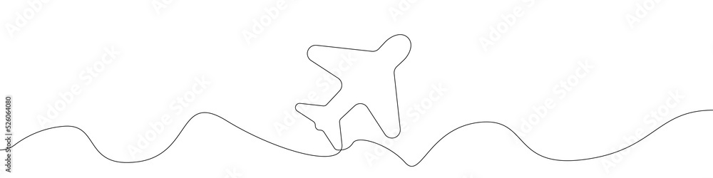 Poster airplane icon line continuous drawing vector. one line airplane icon vector background. airplane ico