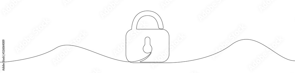 Poster lock icon line continuous drawing vector. one line block icon vector background. a lock icon. contin