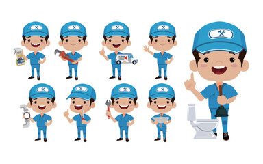 Plumber character with different poses