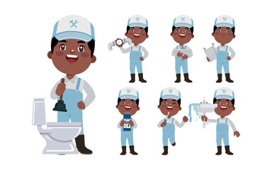 Plumber character with different poses