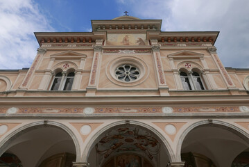 Fototapeta na wymiar The Madonna del Sasso Swiss ancient church