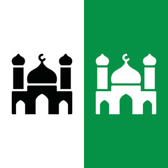 Islamic Mosque Masjid Building Vector Icon in Glyph Style. The holy place for Muslims to worship and pray. Vector illustration icons can be used for applications, websites, or part of a logo.