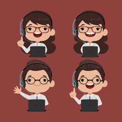 Fototapeta premium Call center and customer service character 
