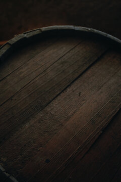 Old barrel background, cask close up	