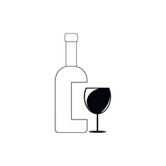 Wine symbol or logo. Vineyard, restaurant, drink concept