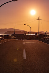 加太橋から見る友ヶ島へ沈む夕日