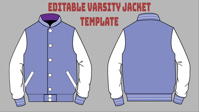 Purple Varsity Jacket University Jacket Editable Template