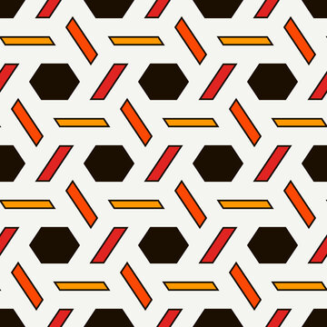 Hexagonal seamless pattern. Honeycomb surface print. Mosaic tiles. Flooring background. Wicker image. Geometric ornament. Vector abstract. Digital paper. Modern geometrical wallpaper.