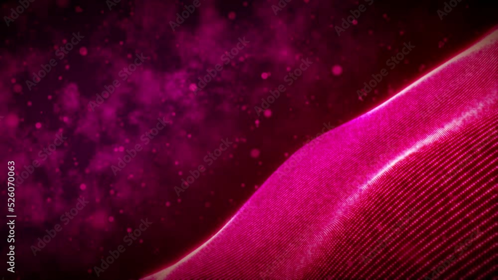 Poster abstract motion red shiny digital space wavy dots lines smoky fractal with sparkle glitter bokeh bac