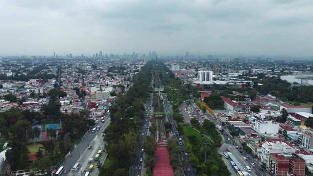 Aerial Shot Of Insurgentes Norte Avenue, Urban View, Mexico City