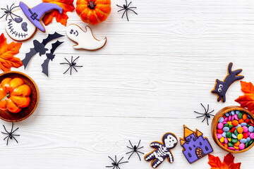 Halloween party background - cookies with pampkins