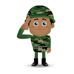 Set of army soldiers man in uniform with difference action