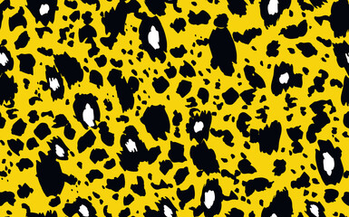 Abstract modern leopard seamless pattern. Animals trendy background. Yellow and black decorative vector stock illustration for print, card, postcard, fabric, textile. Modern ornament of stylized skin