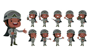 Set of soldier with different poses