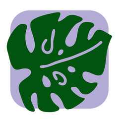 Monstera green leaf silhouette. Tropical vacation holiday, nature palms exotic plants theme. Decorative illustration element. Minimalism style logo or background colorful design.