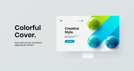 Unique website design vector illustration. Minimalistic computer display mockup web banner concept.